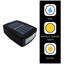 Arandela Luminária Solar Led Parede Externa Branco Quente Cor Preto