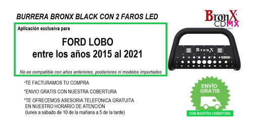 Burrera Bronx Black 2 Faros Ford Lobo 2015-2021 Foto 9