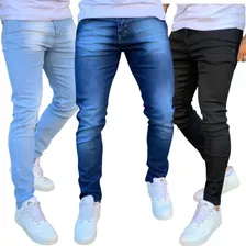Kit 3 Calças Masculina Jeans Com Lycra Tradicional Premiun