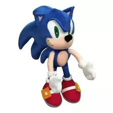 Boneco Pelúcia Sonic Ouriço Macia 50cm Azul Preto Vermelho