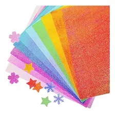 Papel De Origami Con Purpurina 50 Hojas 10 Colores Prémium