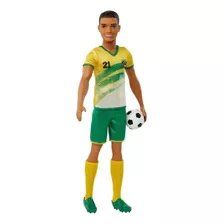 Boneco Ken Jogador De Futebol Camiseta Verde Amarela Mattel