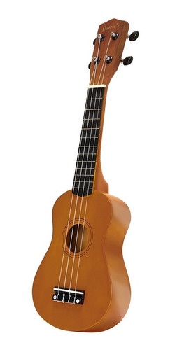 Ukulele Soprano Caramelo Mate + Palheta + 4 Cordas De Nylon