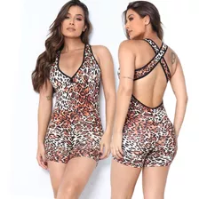 Macaquinho Feminino Com Bojo Fitness Roupa P Malhar Academia