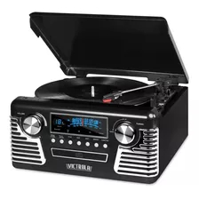 Victrola Retro Black Tocadiscos Radio Am/fm Cd Bluetooth
