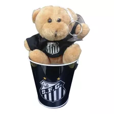 Ursinho De Pelúcia Santos Com Baldinho Porta Objetos Oficial