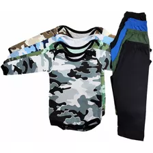 Combo 8 Peças Roupa De Bebe Conjunto Mijão Body Camuflado