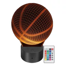 Lámpara Led Decorativa Balón Básquetbol 3d Rgb Personalizada