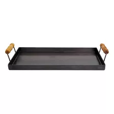 Plancha Bifera Parrilla Cocina 2 Hornallas Asas Madera 26x51