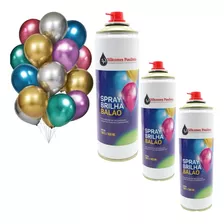 3 Unid Spray Brilha Balão Renovar Bexiga Festa 300 Ml