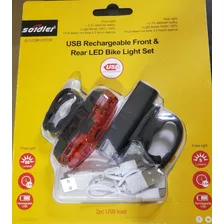 Set De Luces Delantera Y Trasera Bicicleta Recargable X Usb