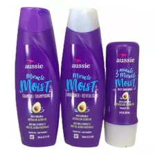 Kit Aussie Shampoo + Condicionador 360ml+máscara Moist 236ml