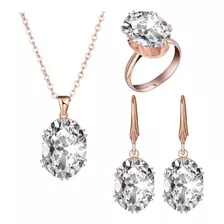 Conjunto Joyas Cristal Blanco Elegante Regalo Mujer Mamá