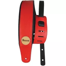 Correia Guitarra Violão Baixo Alça Basso Cla5 Couro Vermelho