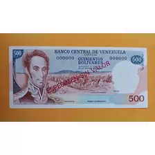 Especimen Sin Valor: Billete De 500 Bolivares 1971-1972. Unc