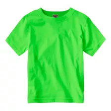 Camiseta Manga Curta Verde Limao Neon Para Criança Dia A Dia