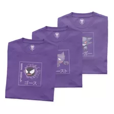 Pack 3 Playeras Pokemon Go Gastly Haunter Gengar Manga Corta