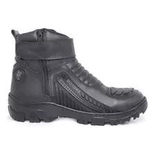 Bota Masculina Motociclista Motoboy Cano Curto Ziper Couro