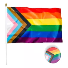 Bandera Lgbt Progress 1mtrx1.5mt Orgullo Gay Grande Exterior
