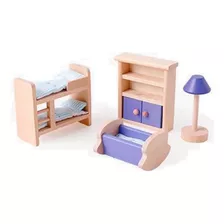 Juego De Dormitorio Para Muñecas De Madera