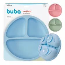 Prato Refeição Infantil Silicone C/ 3 Divisória Ventosa Buba