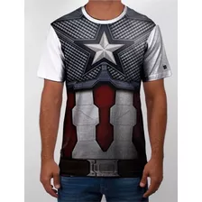 Camiseta Heroi Vingadores Capitão América Camisa Aniversário