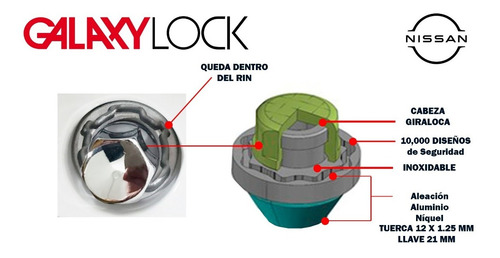 4 Birlos Seguridad Galaxi Lock Infiniti Qx55 Foto 6