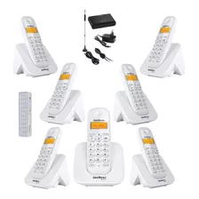 Kit Aparelho Telefone Bina Entrada Chip Celular 3g 6 Ramal Cor Branco