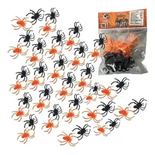 Anel Mini Aranha Plástico Decoração Enfeite Festa Halloween Cor Preto E Laranja