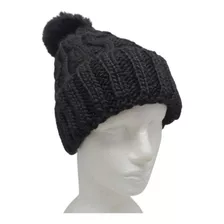 Touca Feminina Pompom Gorro Lã Grossa Tricot Frio Inverno