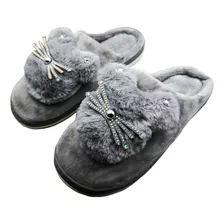 Pantufa 3d Feminino Chinelo Pompom Peludo Inverno Para Frio