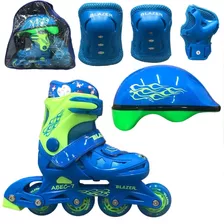 Patines En Linea Luz Led Protecciones Y Casco Blazer