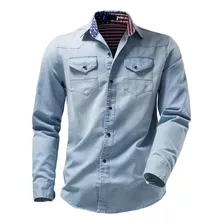 Camisetas Masculinas, Jeans, Luxuosas, Cor Sólida, De Manga