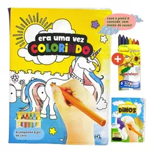 Livro De Colorir Lavável Com Giz De Cera Brinquedo Infantil