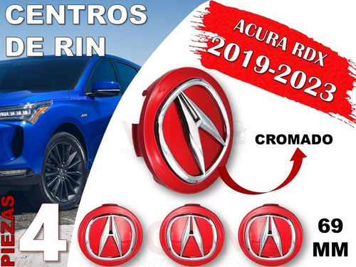 Kit De Centros De Rin Acura Rdx 2019-2023 69 Mm (rojo) Foto 2