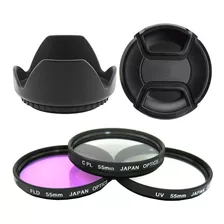 Kit Filtros Uv Fld Cpl + Parasol + Tapa Lens Cap 55mm