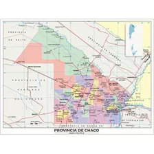 Mapa Provincia De Chaco Lona 65cm X 90cm Politico