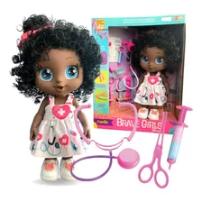 Boneca Baby Negra Médica Brave Girls Acessórios - Beetoys