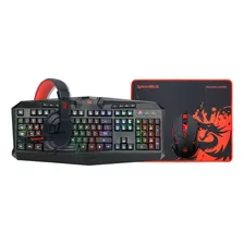 Kit De Teclado E Mouse Gamer Redragon S101-ba Inglês De Cor Preto