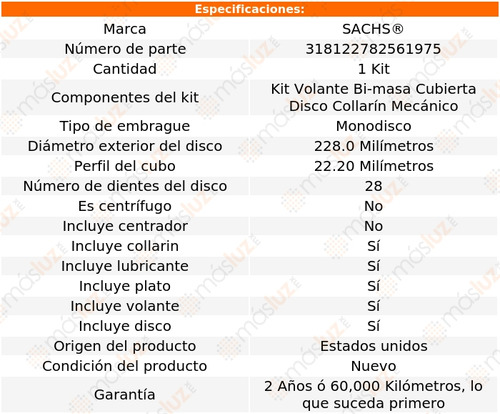 Kit De Embrague Jetta 1.8l 4 Cil 2010 Sachs Garantizado Foto 2