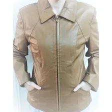 Campera De Cuero Camel Otoño