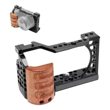 Cage Para Sony A6400 A6500 A6300 A6000 Com Grip De Madeira