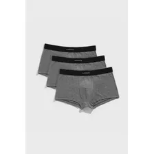 Kit Cueca Boxer Curta Cotton Cinza Mescla