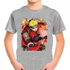 Camiseta Infantil Cinza Desenho Naruto Anime 02