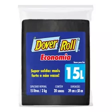 Saco Para Lixo 15l Dover Roll Economia Preto 20un