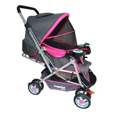 Carriola De Paseo Noni Rosa Con Chasis Color Plata 8 Ruedas