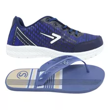 Kit Tenis Esportivo E Chinelo Tamanho Especial Masculino 