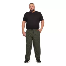 Calça Masculina Plus Size Pernas Largas Cintura De Elástico