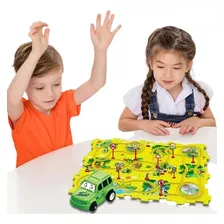 Puzzle Pista De Coche Dinosaurio Montessori 3-6 Años