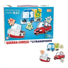 Quebra-cabeça Infantil De Madeira Transportes Carro Caminhão